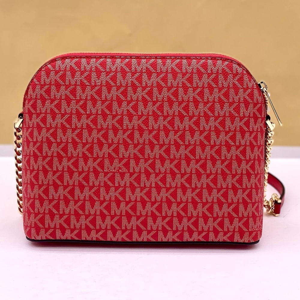 MICHAEL KORS Medium Logo Dome Crossbody Bright Red Multi - Picture 3 of 14